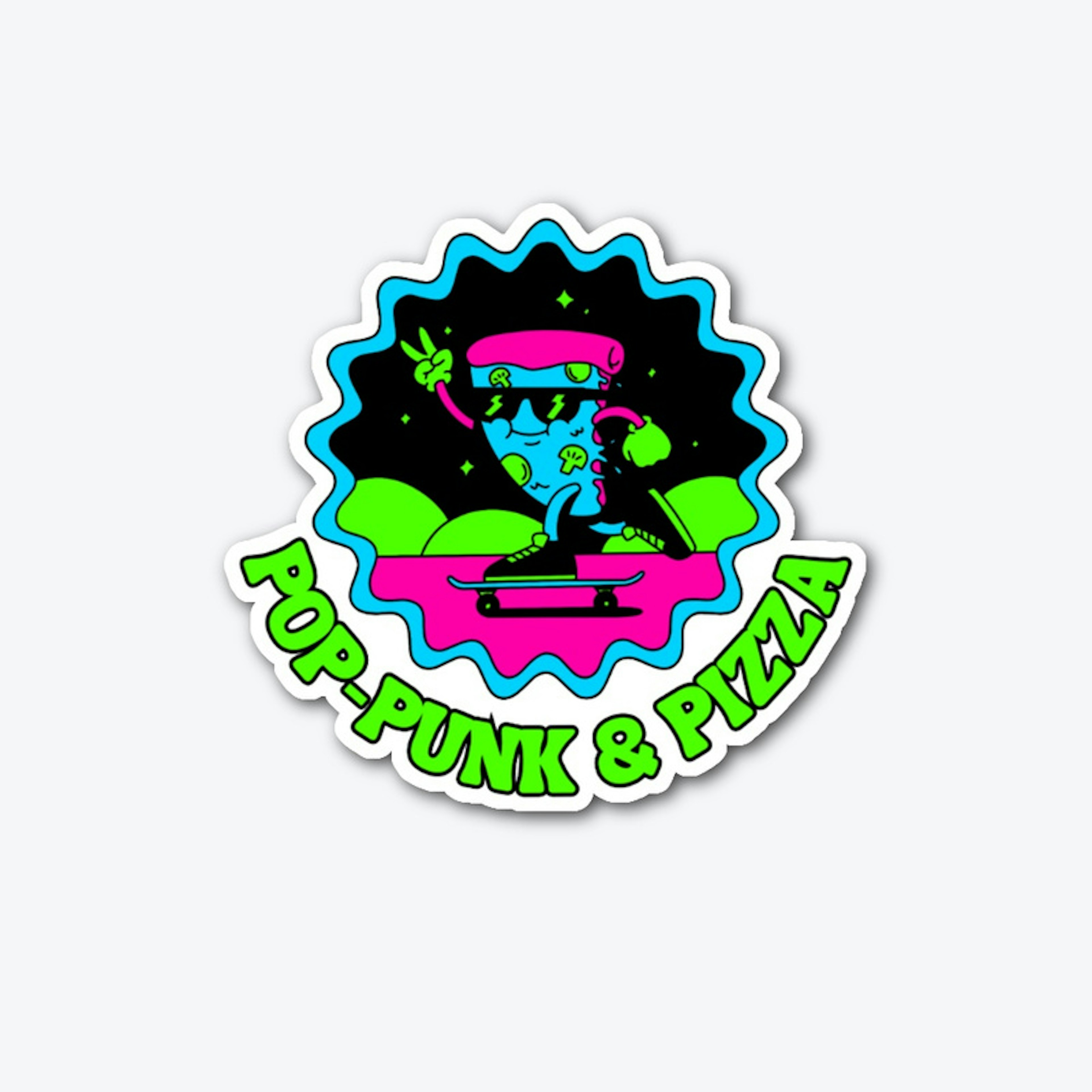 Skater Pizza - green letters